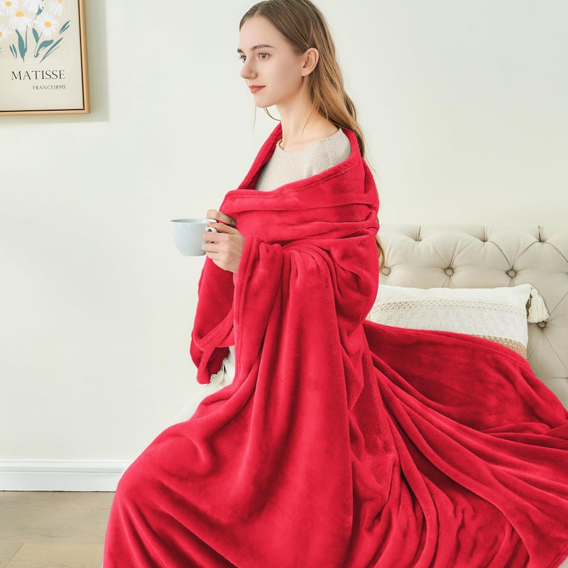 BEDELITE Fleece Blanket Red Throw Blanket for Couch & Bed, Luxury Plush Cozy Fuzzy Blanket 50" x 60", Super Soft Warm Lightweight Throw Blanket for Travel Camping - Image 4